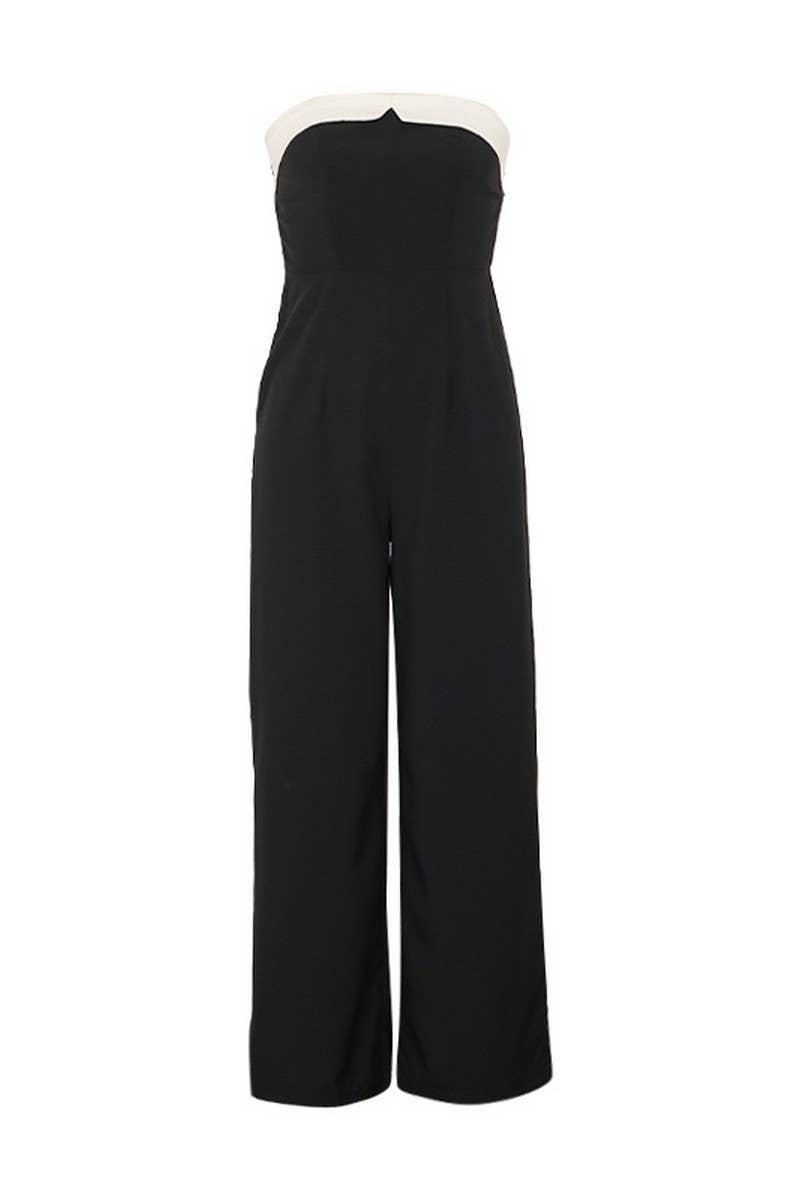 CWSJS0637_PATCHWORK STRAPLESS SLEEVELESS JUMPSUIT