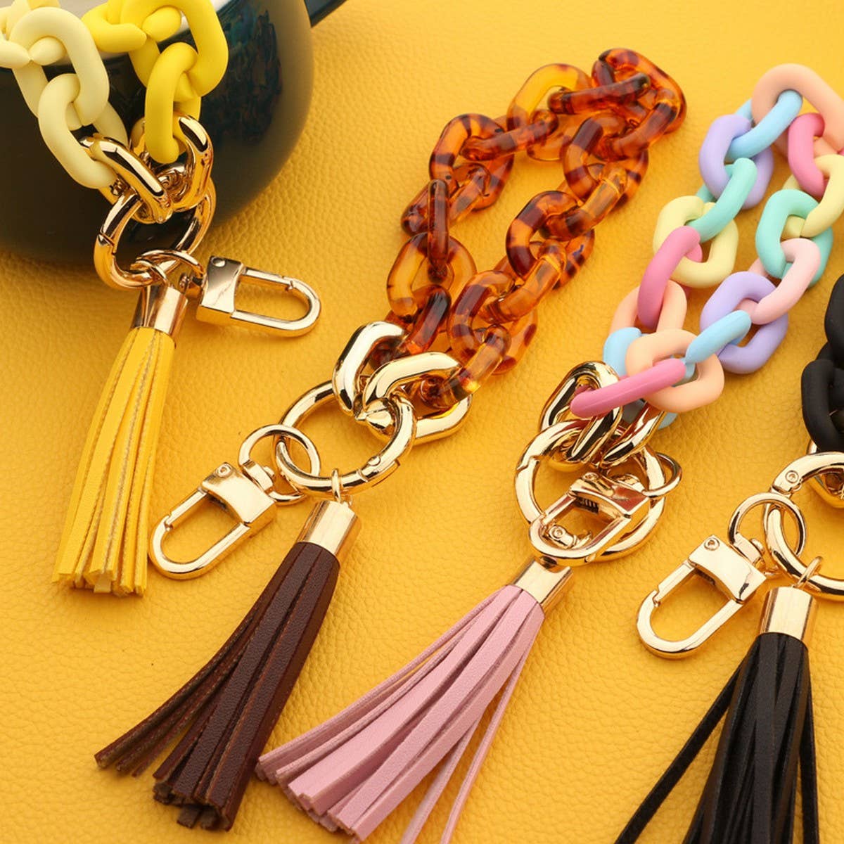 Acrylic Bracelet Keychain for Women,Colorful Beaded_CWAB5009