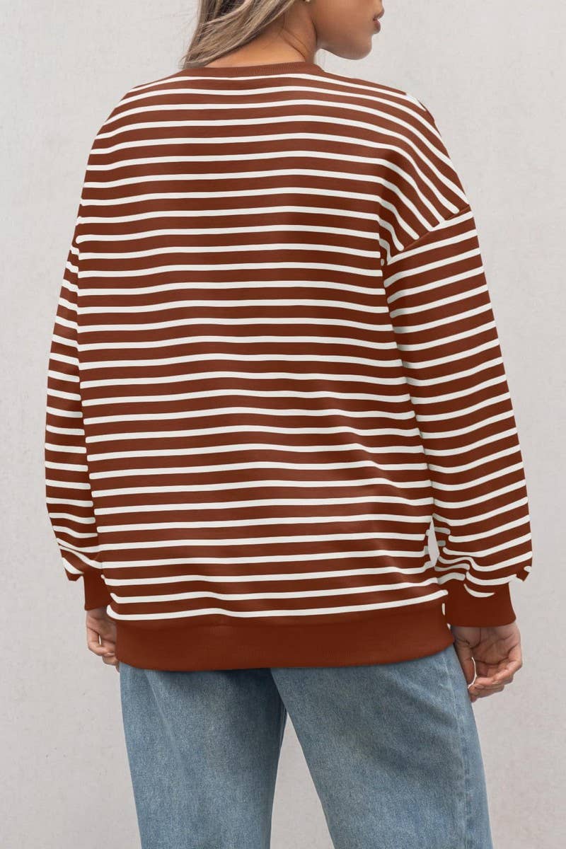 CWTBLL4009_STRIPED CREWNECK OVERSIZED SWEATSHIRT PULLOVER