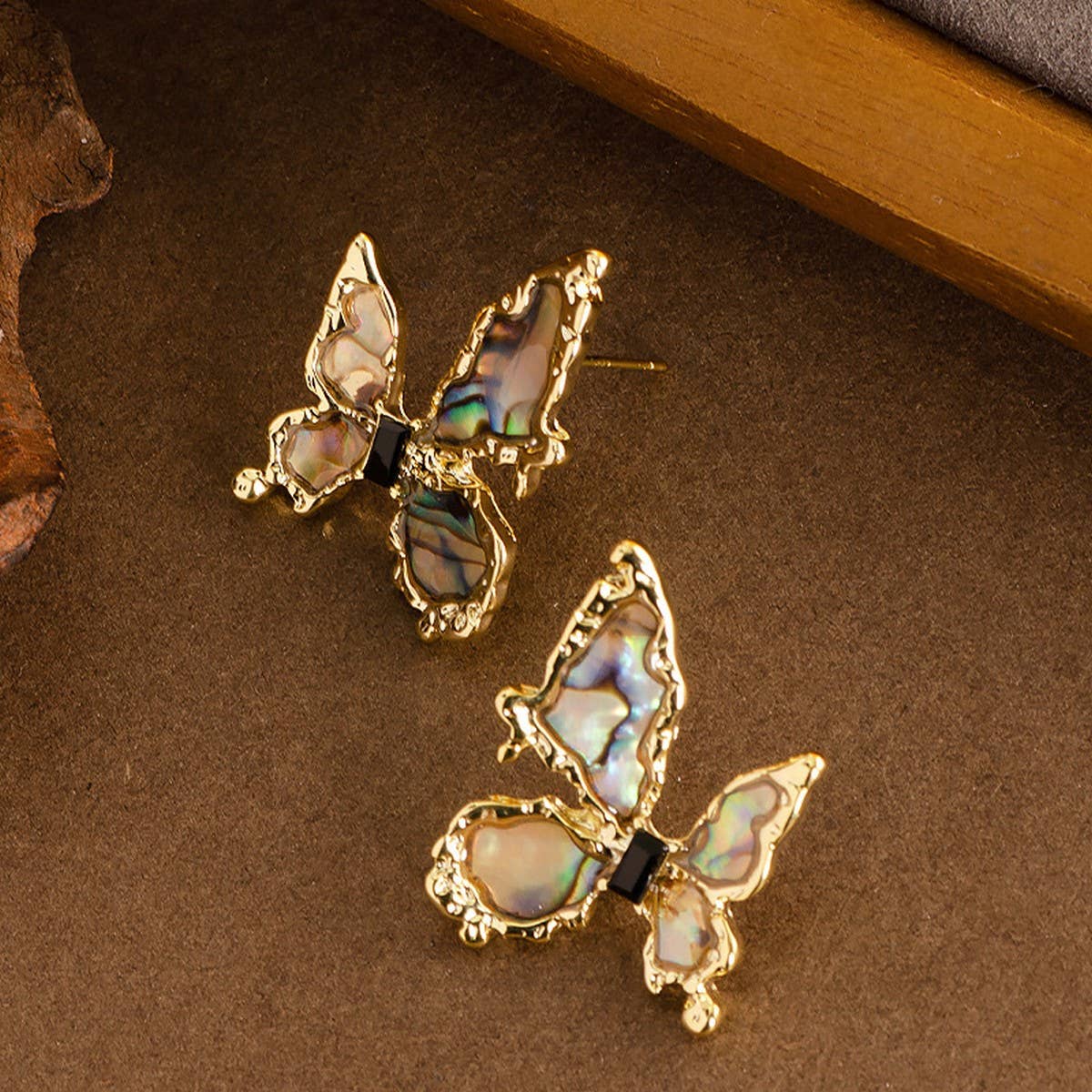 COLORFUL ABALONE BUTTERFLY EARRINGS