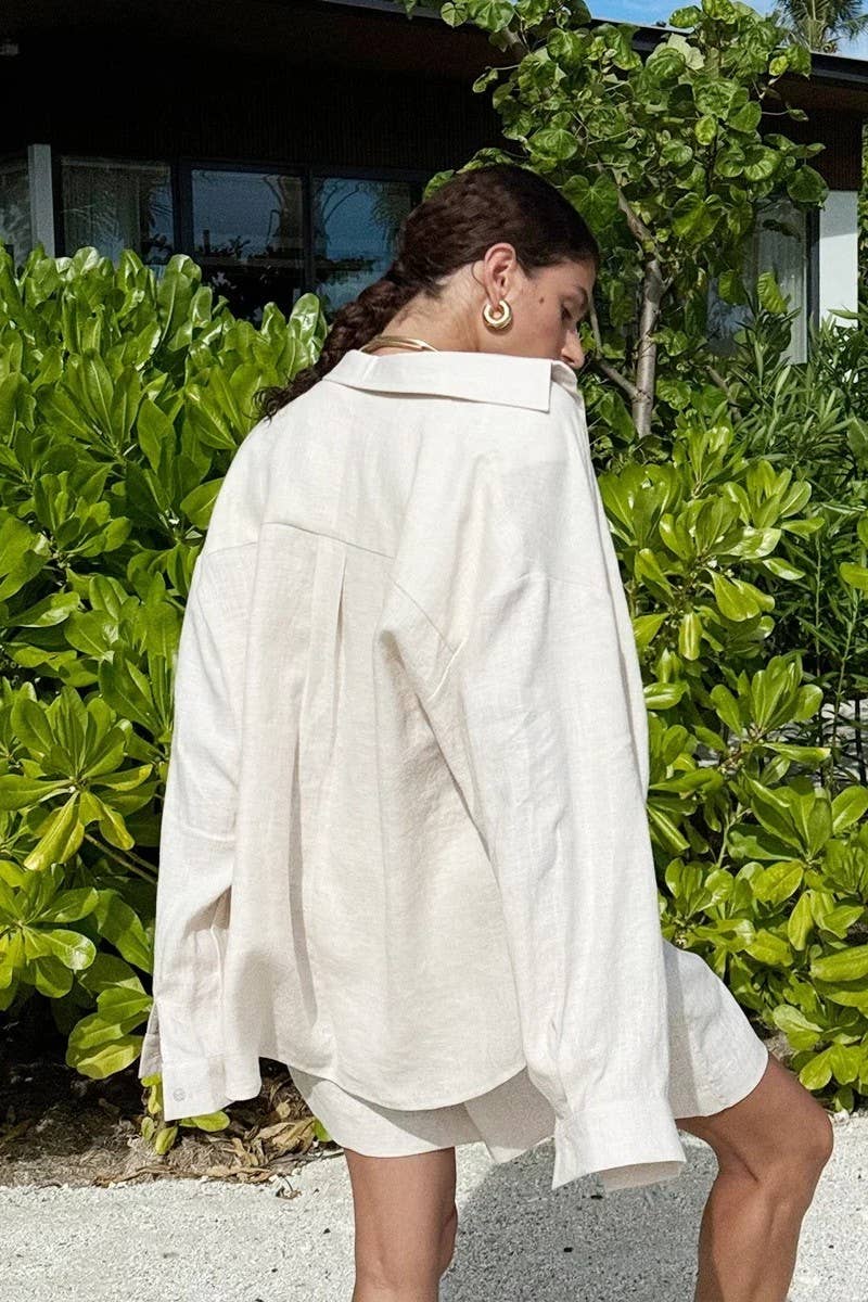 CWSTB00383_COTTON CARDIGAN LONG SLEEVE SHORTS SET