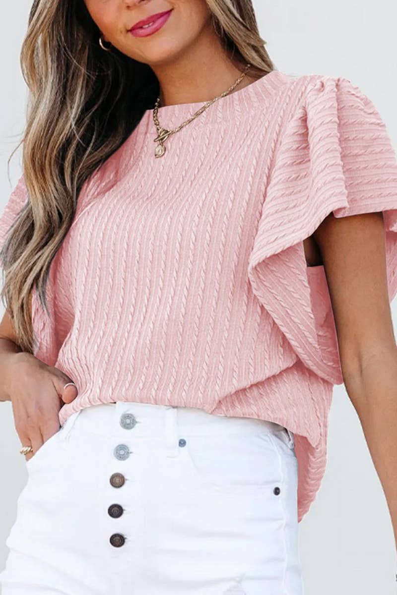 CWTBLS1811_SUMMER DOUBLE-LAYER RUFFLE SHORT-SLEEVED T-SHIRT