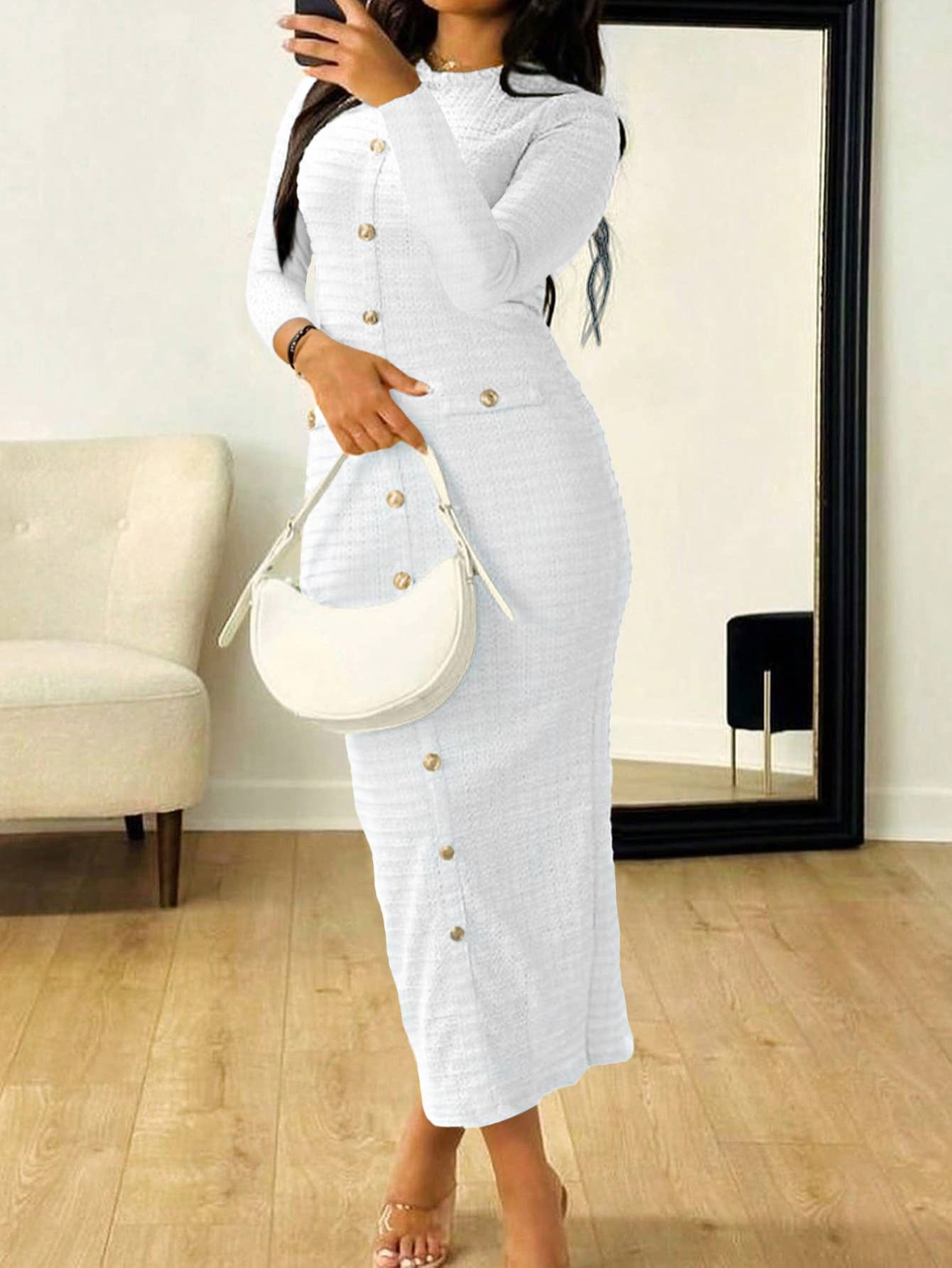 Elegant temperament long package hip knit dress