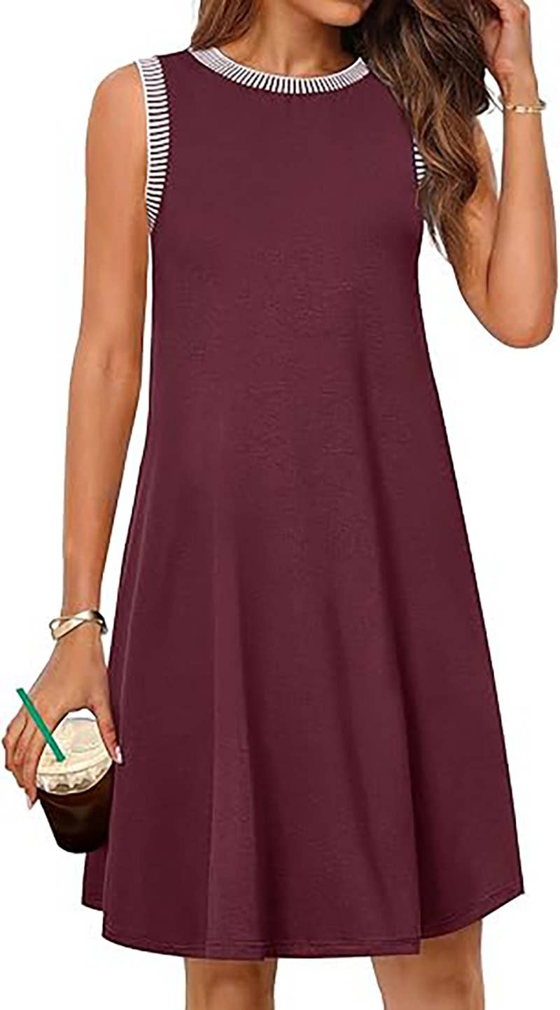 CREW-NECK LOOSE CASUAL SLEEVELESS MINI DRESS