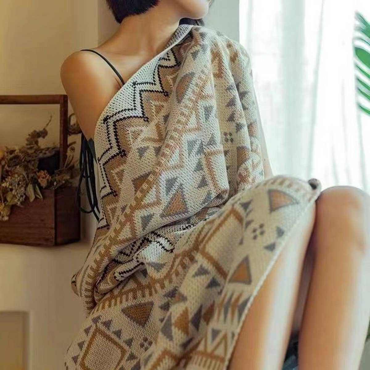 KNITTED BOHEMIAN SOFA BLANKET