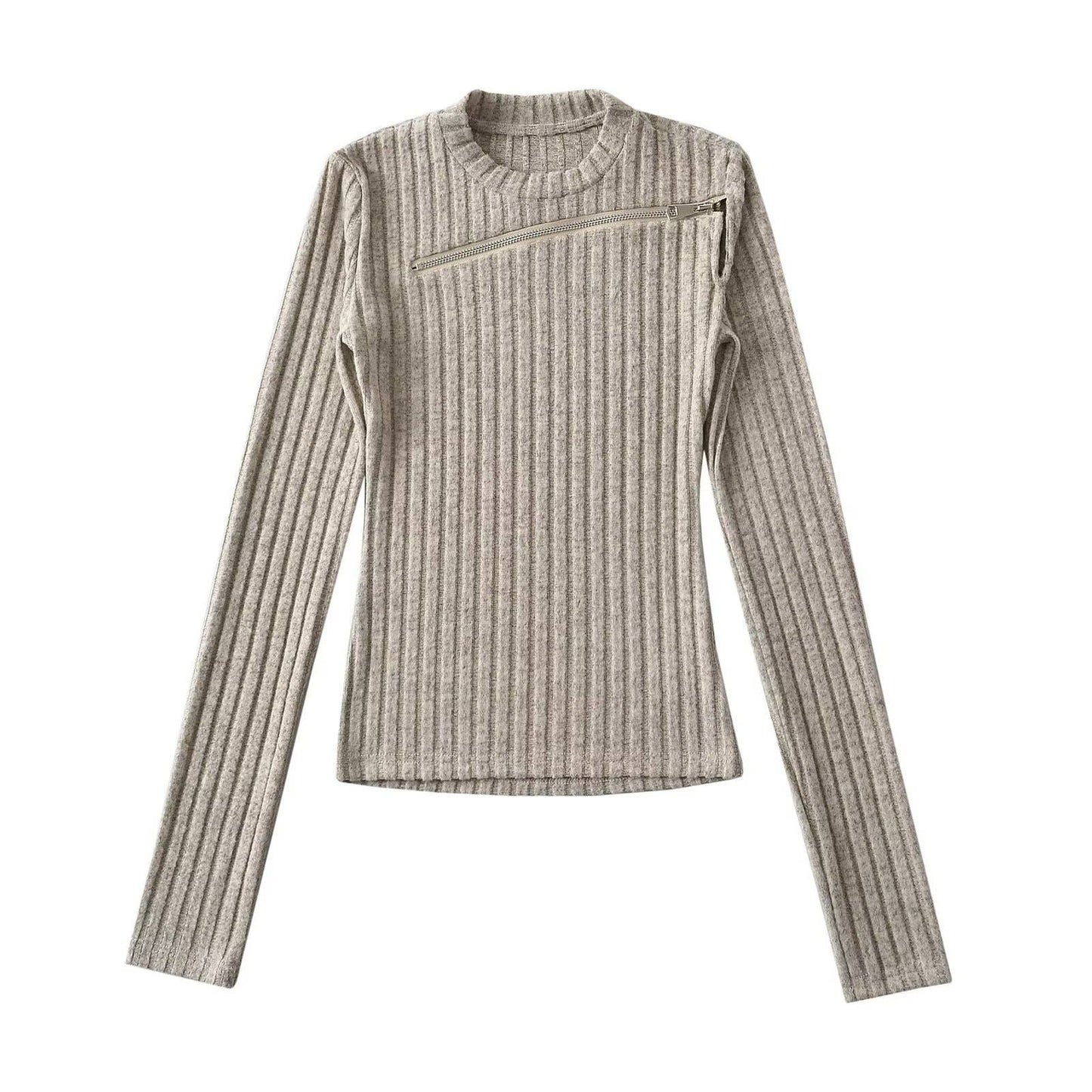 CUT-OUT TOP WITH A DIAGONAL ZIPPER ON THE CHEST