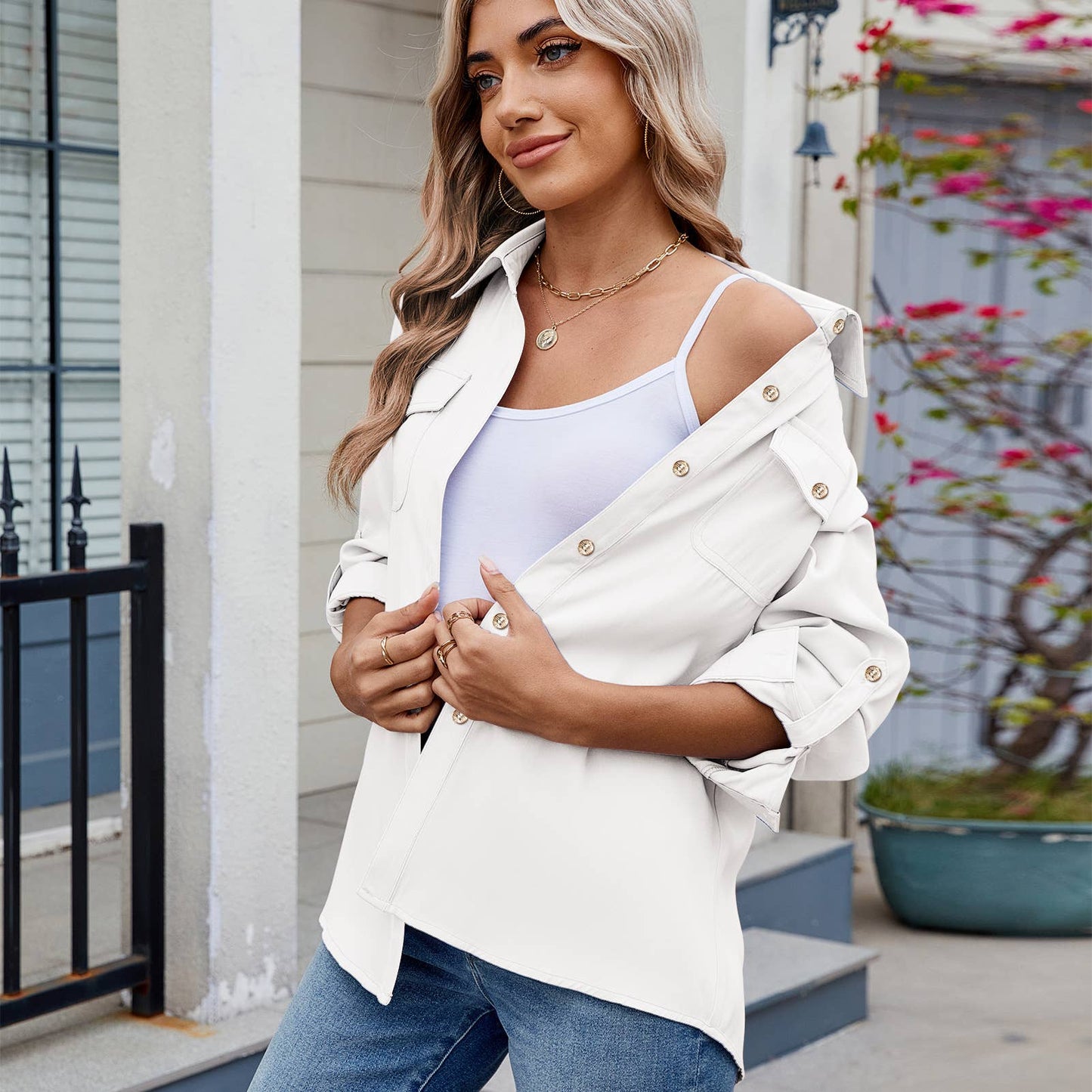 CASUAL BASIC SOLID COLOR LONG-SLEEVED SHIRT