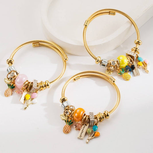 Gold Stainless Steel Bracelet with PineappleBalloon