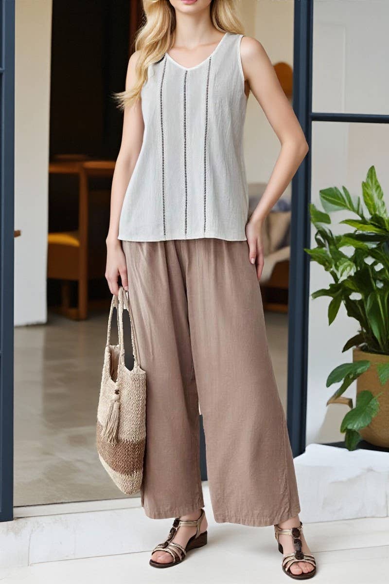 CWTTSL00225_LACE HOLLOW SLEEVELESS CASUAL SOLID COLOR VEST