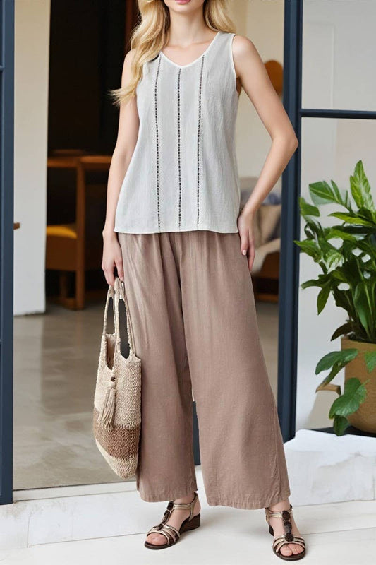 CWTTSL00225_LACE HOLLOW SLEEVELESS CASUAL SOLID COLOR VEST