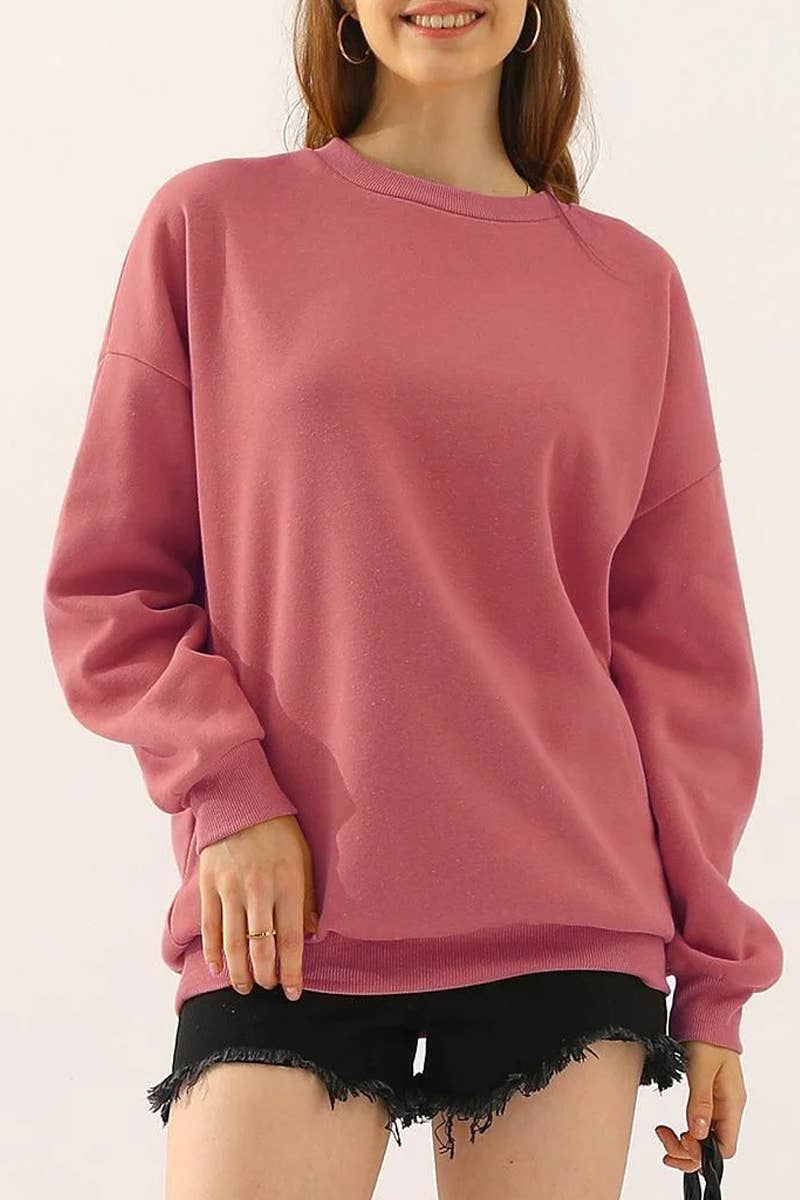 CWTTL1424_Round Neck Casual Long Sleeve Top