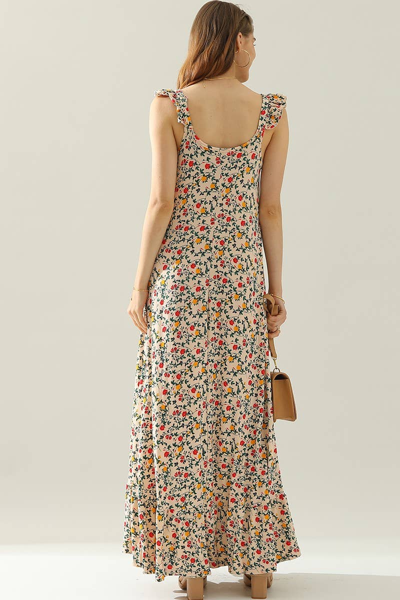 CWDMD772_RUFFLE DETAILED SLEEVELESS MAXI DRESS