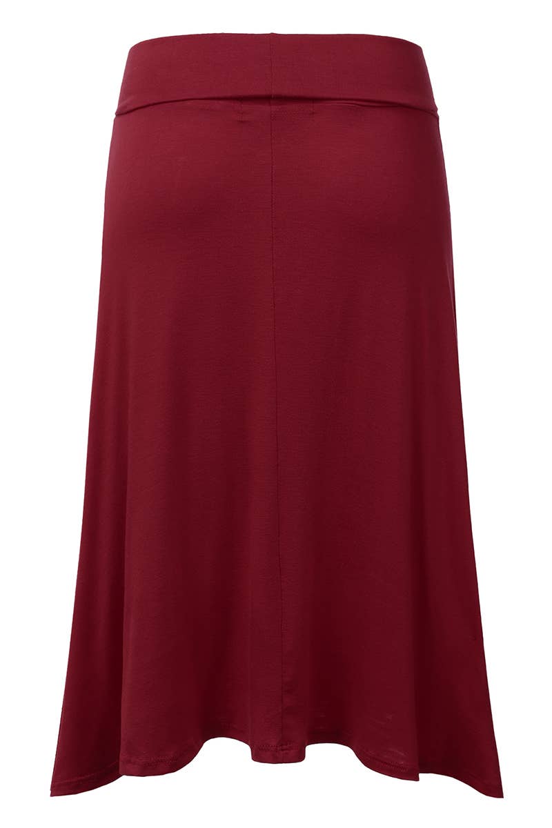 AWBMS204_High Waist Elastic Flared Midi Skirt