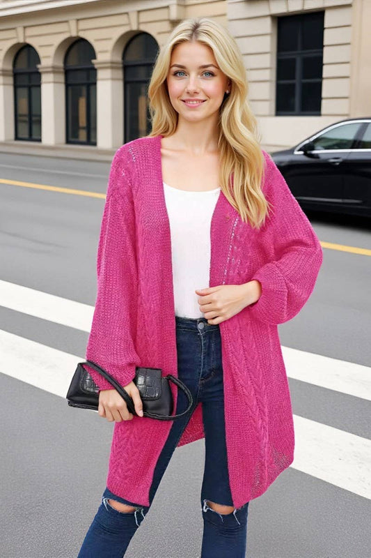 CWOSWL07343_WOMENLOOSE KNIT CARDIGAN SWEATER