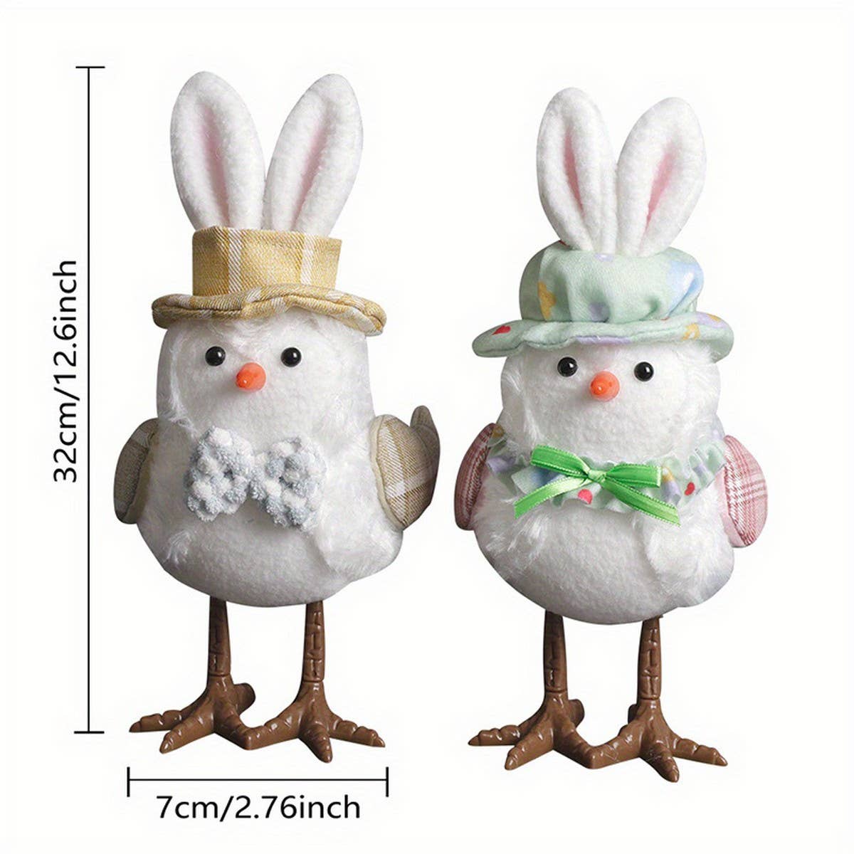 EASTER COUPLE LIGHTED YELLOW HOODED BIRD ORNAMENTS