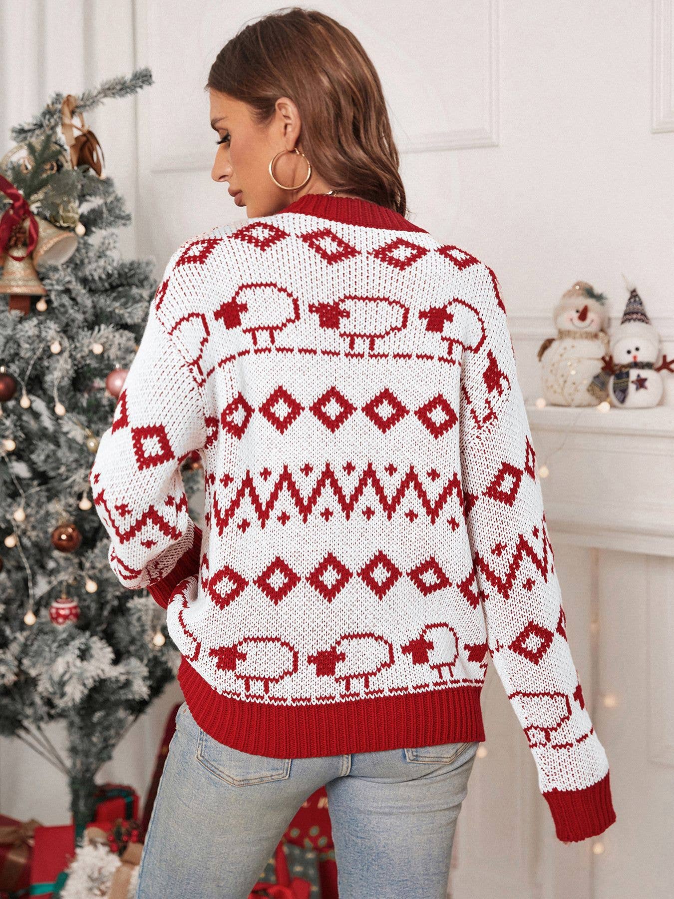 CHRISTMAS TURTLENECK KNITTED CHRISTMAS SWEATER