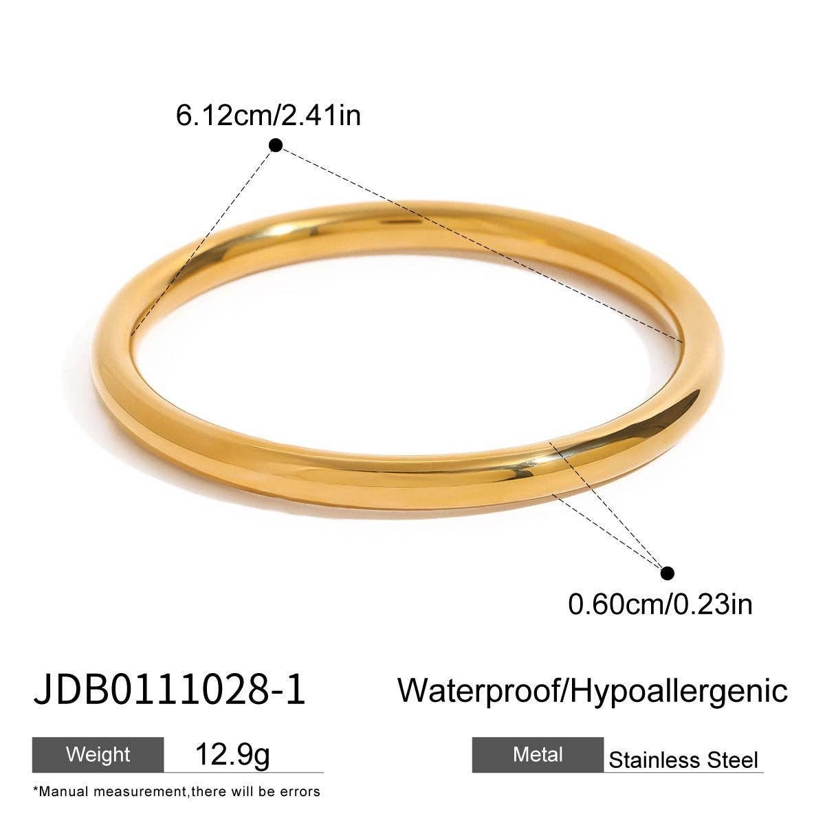 Elegant Gold Tone Round Bangle, Titanium Steel