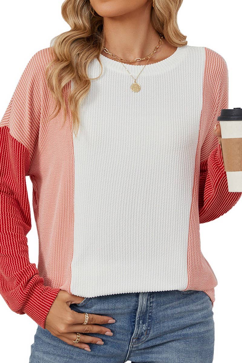 CWTBLL3666_FASHIONABLE LOOSE THREAD SPLICING T-SHIRT