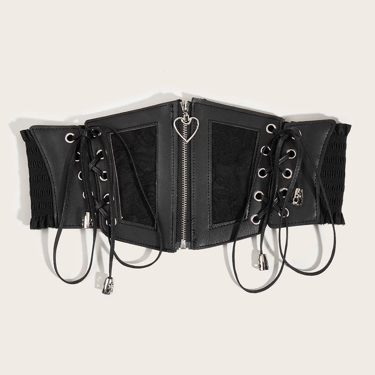 WOMEN HEART-SHAPED ZIPPER ELASTIC WAISTBAND_CWABE0306