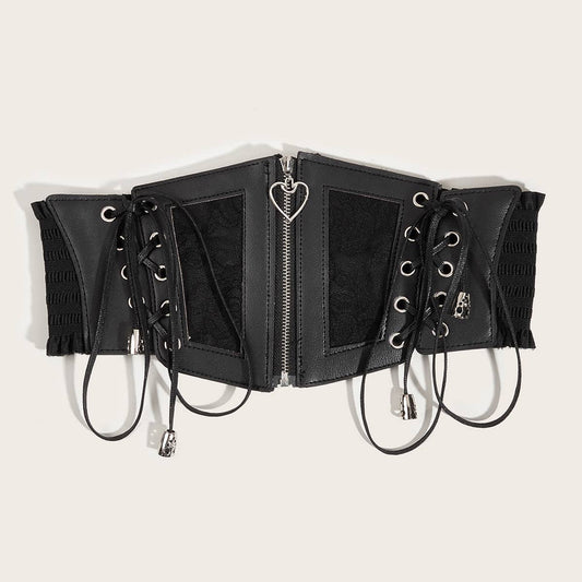 WOMEN HEART-SHAPED ZIPPER ELASTIC WAISTBAND_CWABE0306