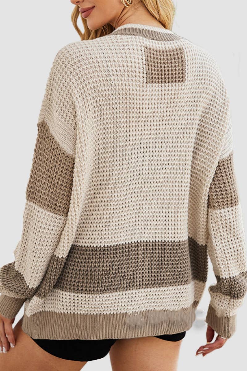 CWOCAL1830_COLOR MATCHING POCKET V-NECK LONG SLEEVE CARDIGAN