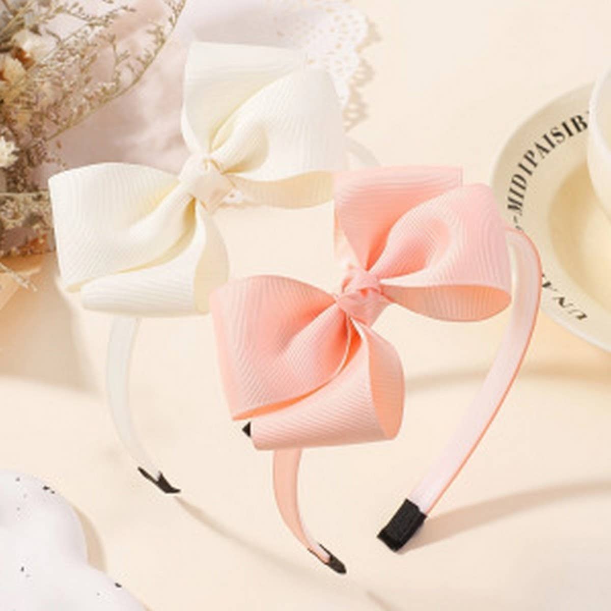 Double Bow Hair Clip Set with Pearl for Kids