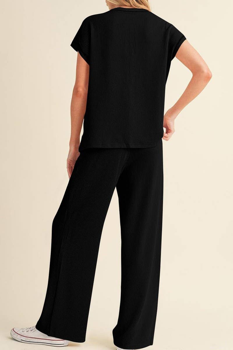 CWSS1081_SOLID COLOR COMMUTER SHORT-SLEEVED TROUSERS SUIT