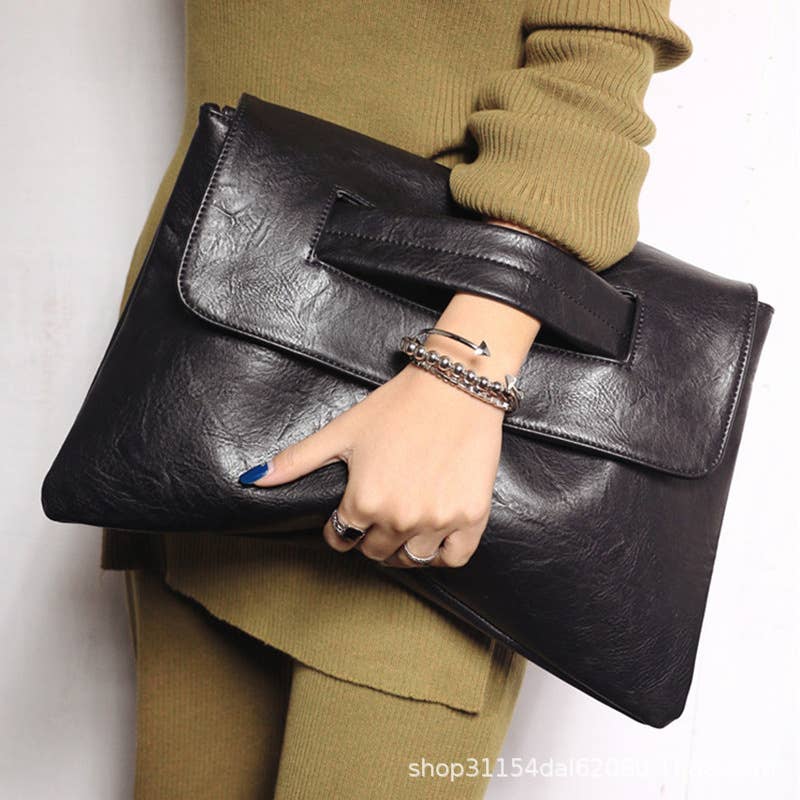 PU crossbody strap large-capacity clutch