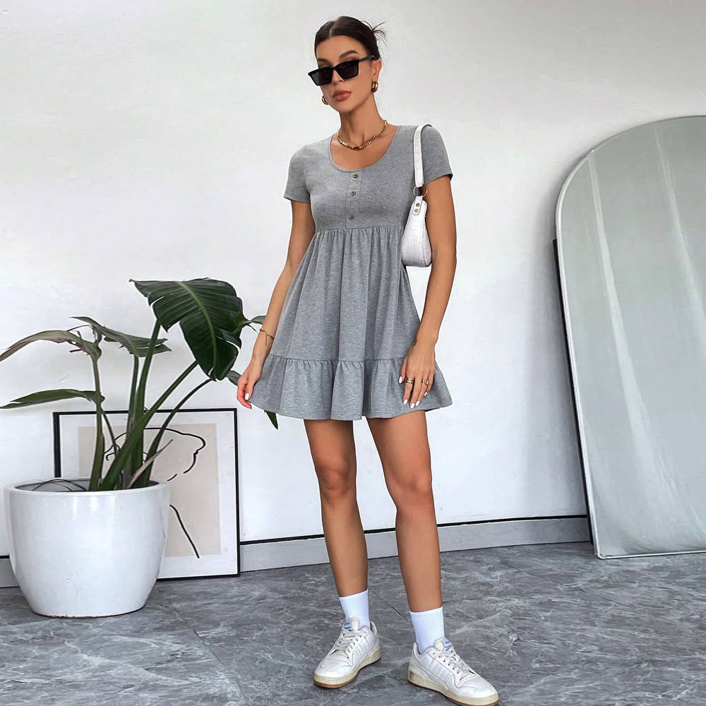 Cinched waist large hem fashion knitted dress