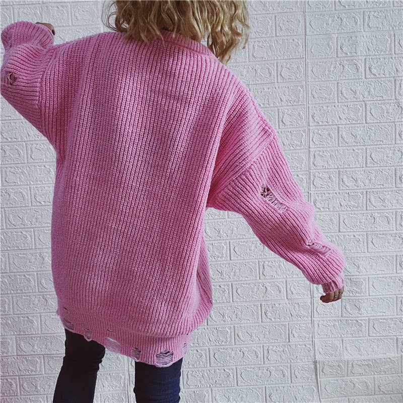 WOSWL1296_Crew Neck Pullover Casual Long Sleeve Sweater