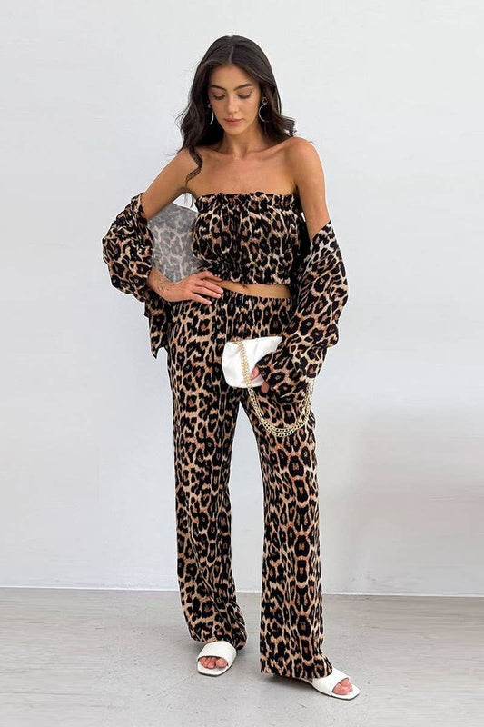 CWSPJ0413_LEOPARD PRINT COMFY THREE PIECE PAJAMA SET