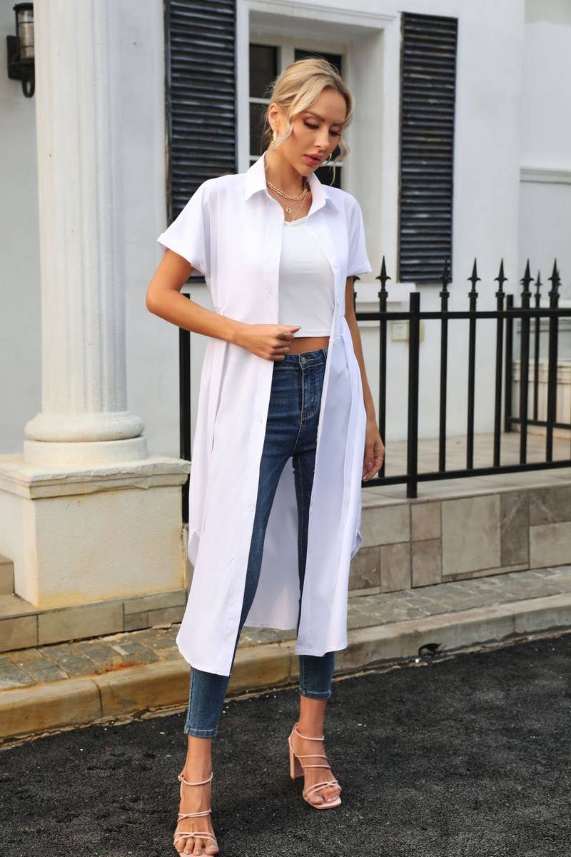 CWDSD2928_Button Down Short Sleeve With Waist Tie Dress