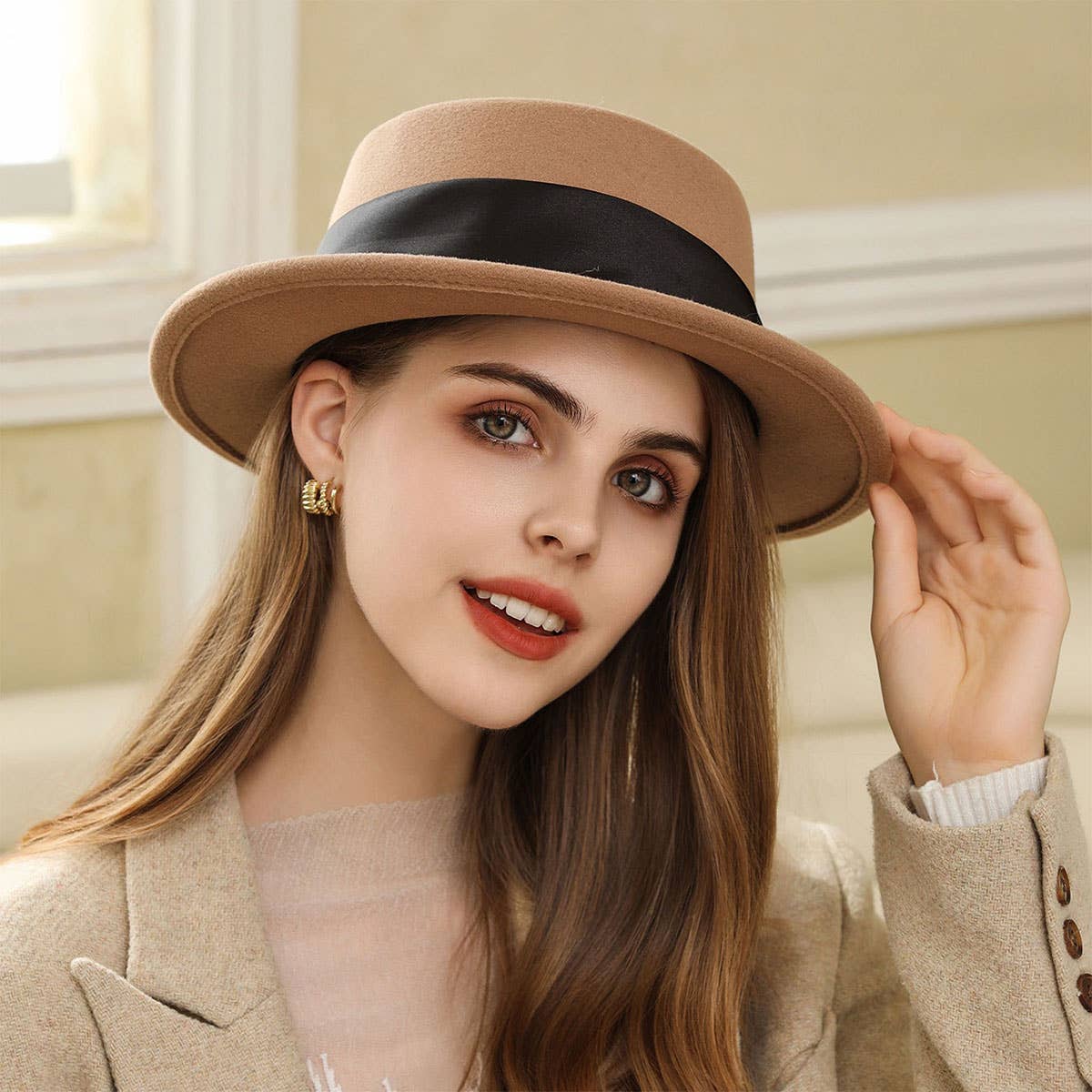 CHIC FRENCH ELEGANCE WOOL FELT FEDORA_CWAH1973