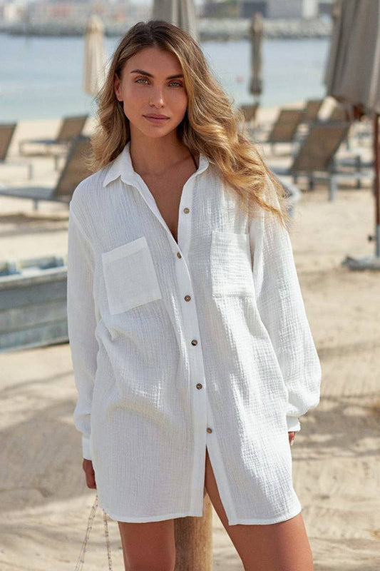 CWTSTL904_SOLID COLOR SIMPLE LOOSE LONG-SLEEVED SHIRT