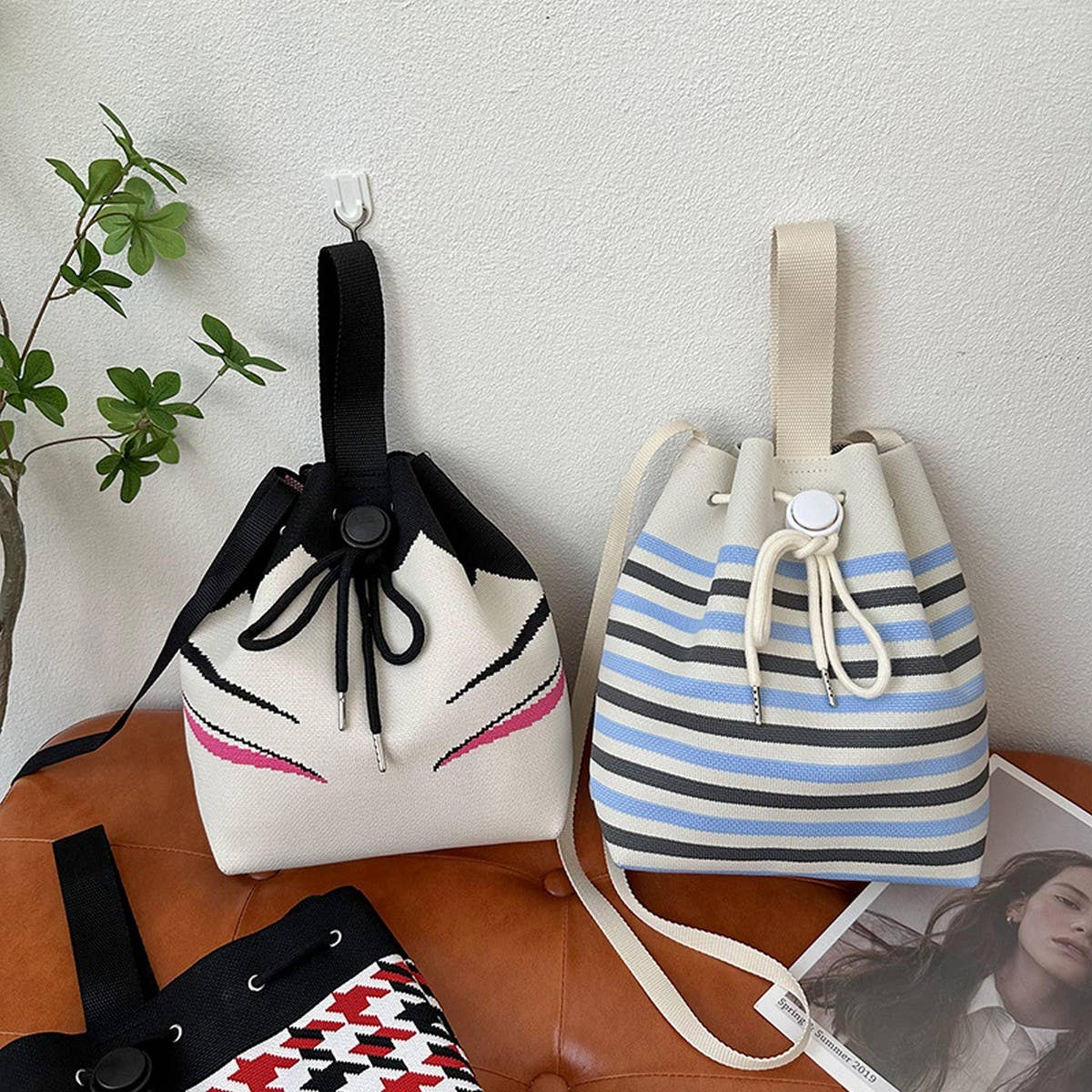 VERSATILE CASUAL DRAWSTRING TOTE CROSSBODY BAG_CWAB3069