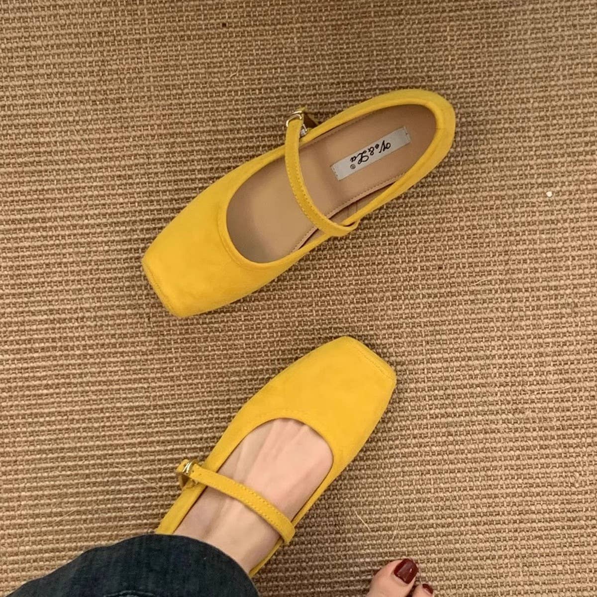 Hidden Wedge Square Toe Flat Loafers for Women