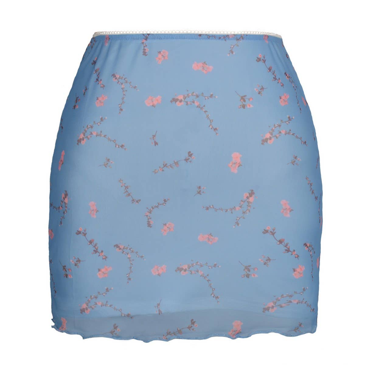 PRINTED MESH SKIRT DOUBLE LAYER SLIM HIP SKIRT_CWAB4794