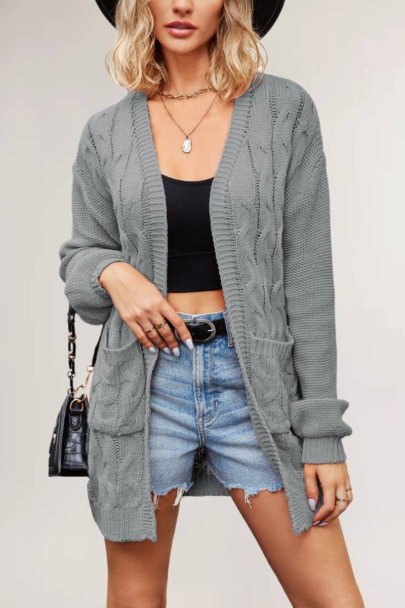 CWOCAL1827_FALL BUTTON-FREE LONG-SLEEVED CARDIGAN