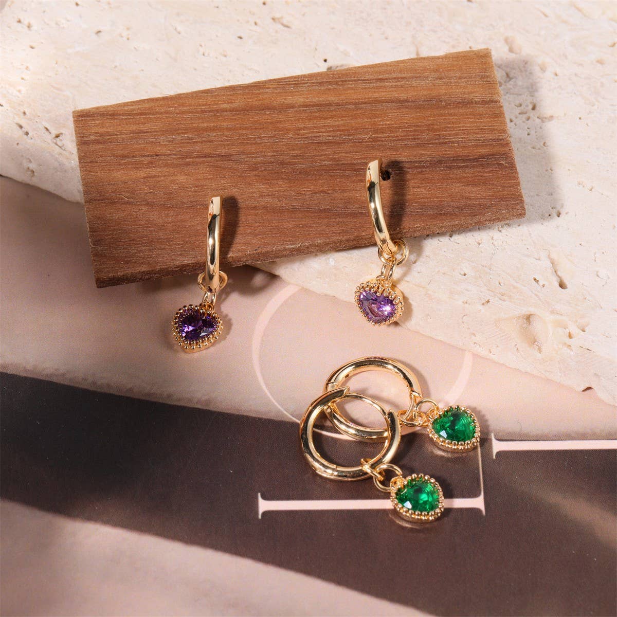 Fashion Heart Zodiac Birthstone Earrings Luxury_CWAJE5093
