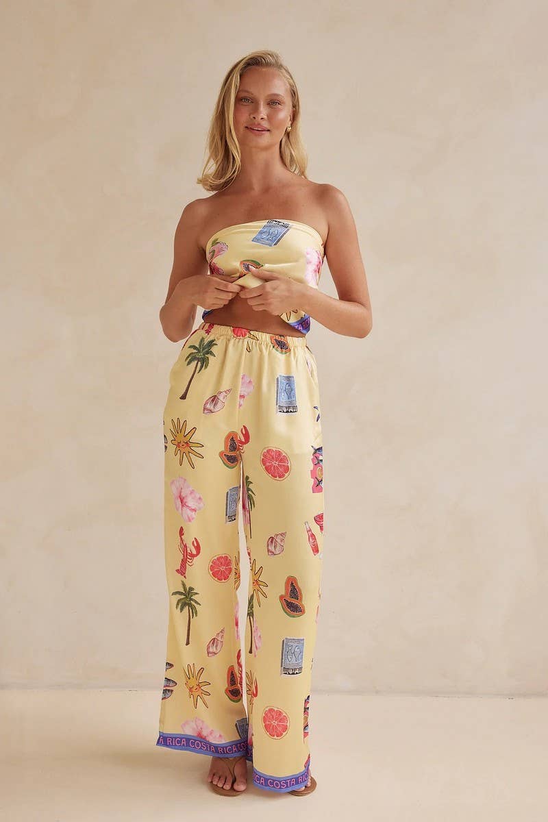 CWSTB1791_PRINTED STRAPLESS WIDE LEG TWO PIECE SET