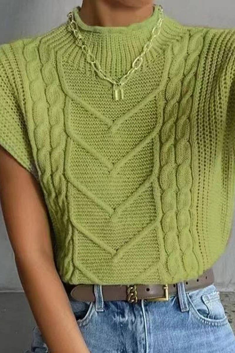 CWOSWSL0141_SOLID COLOR CASUAL TWISTED HIGH COLLAR VEST