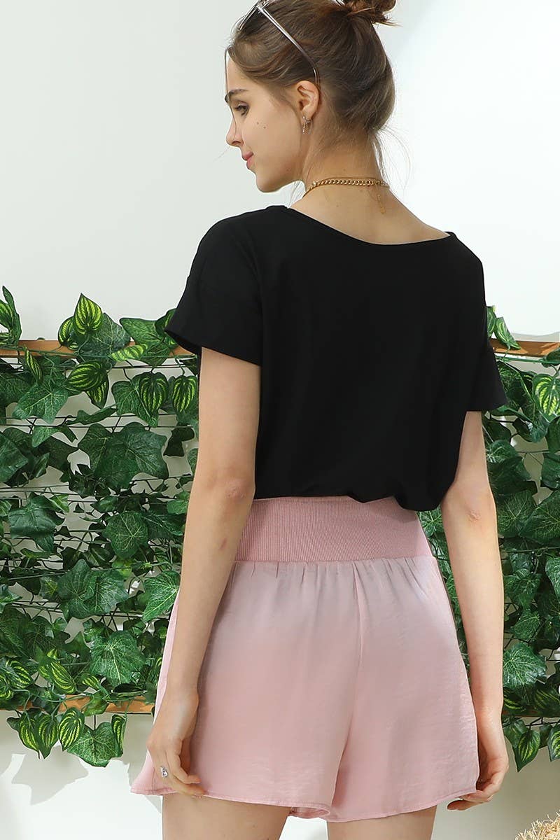 CWBSP157_HIGH WAIST RACE UP SHORT PANTS