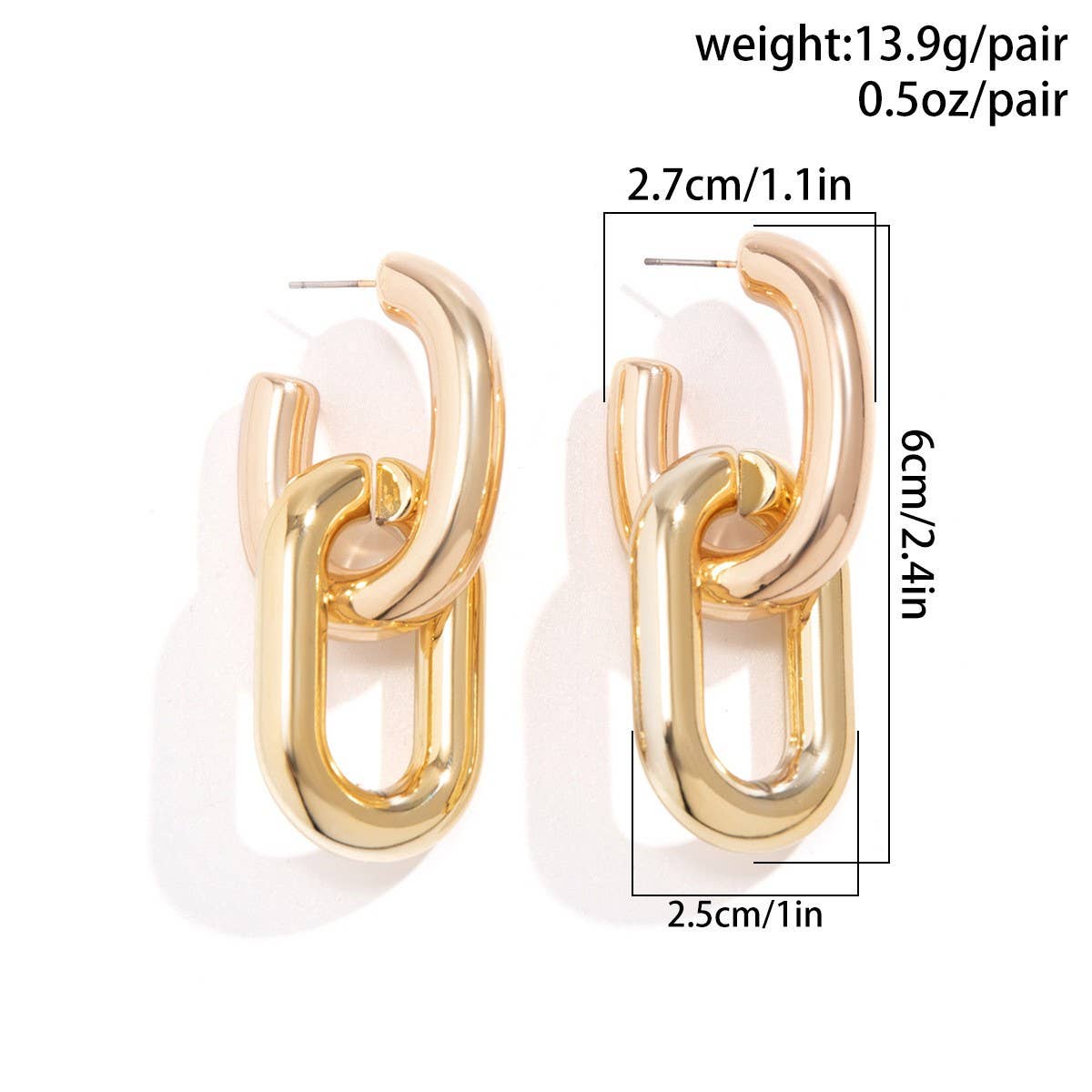 METAL WIND CIRCULAR RING THICK CHAIN EARRINGS