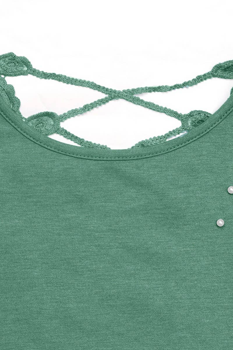 CWTBLS1998_BACKLESS SOLID BEADED CREW NECK CASUAL T-SHIRT