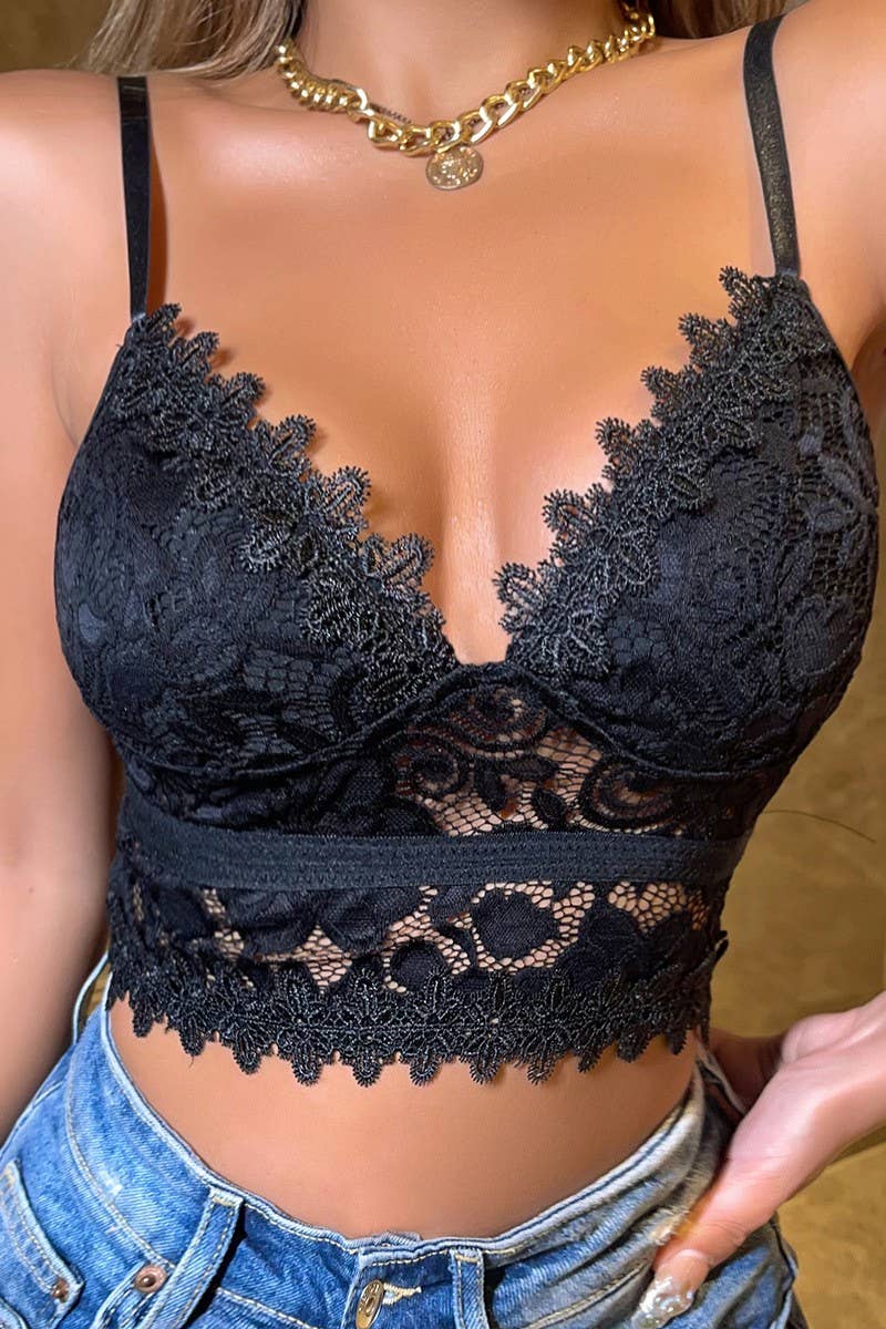 CWTTK0400_DEEP V-NECK  LACE SEXY TANK TOP