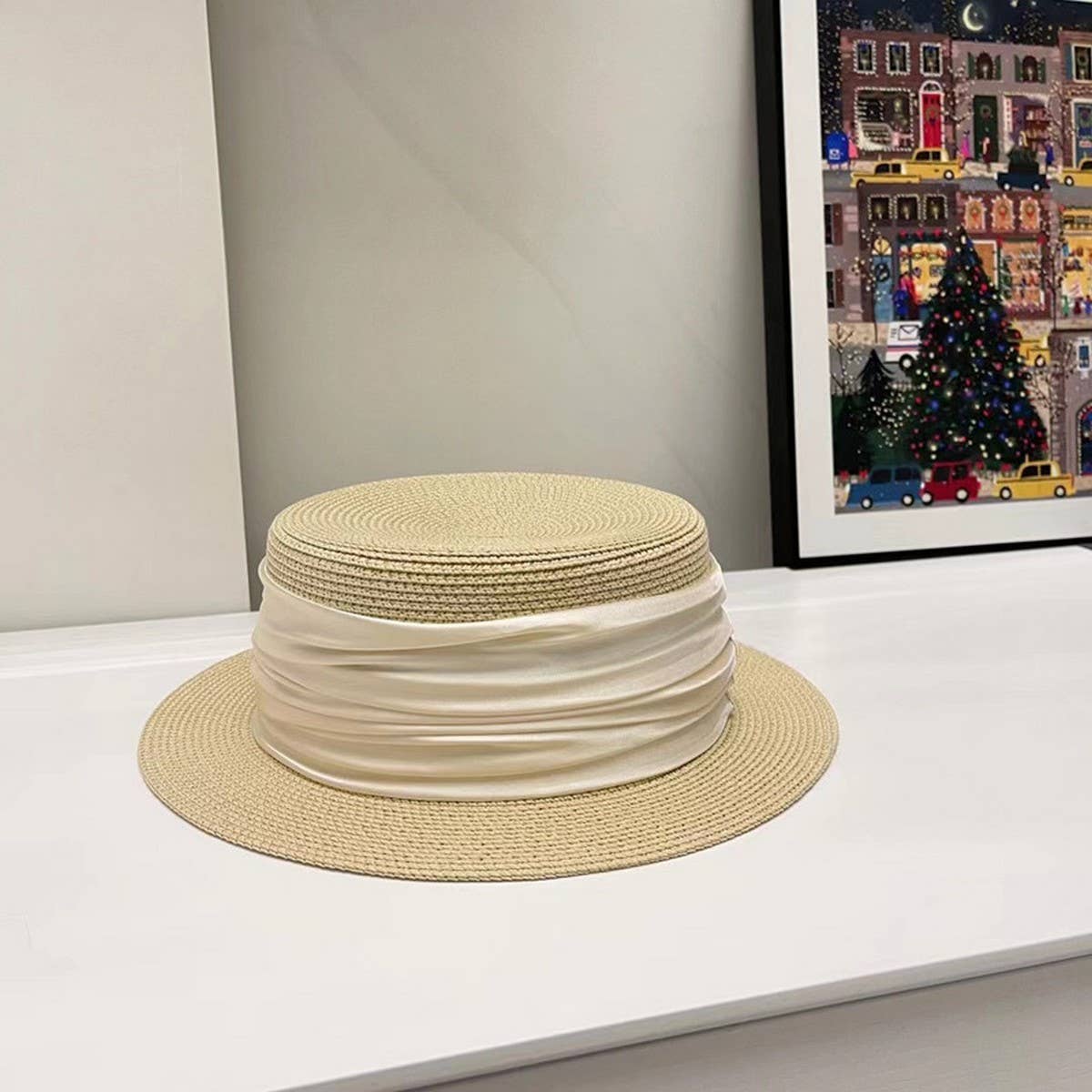 High-grade satin sun hat for women_CWAH3393