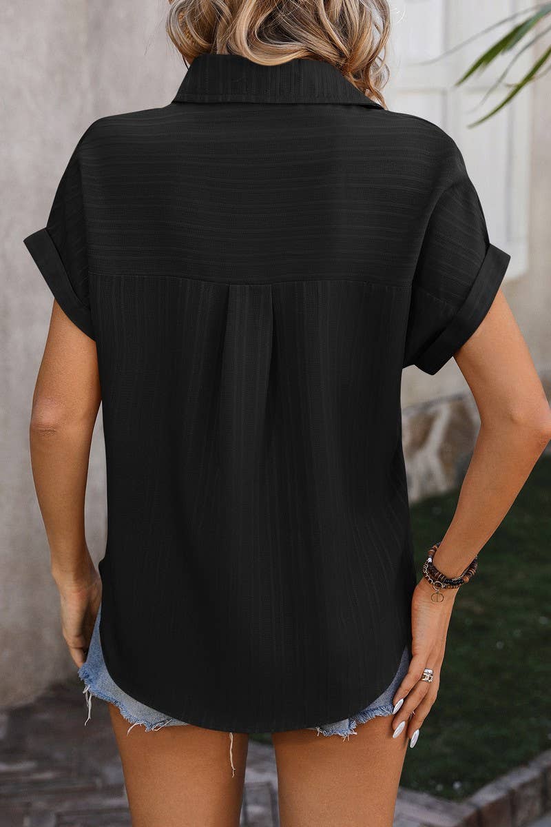 CWTSTS0325_Open Front Short Sleeved Shirt Top