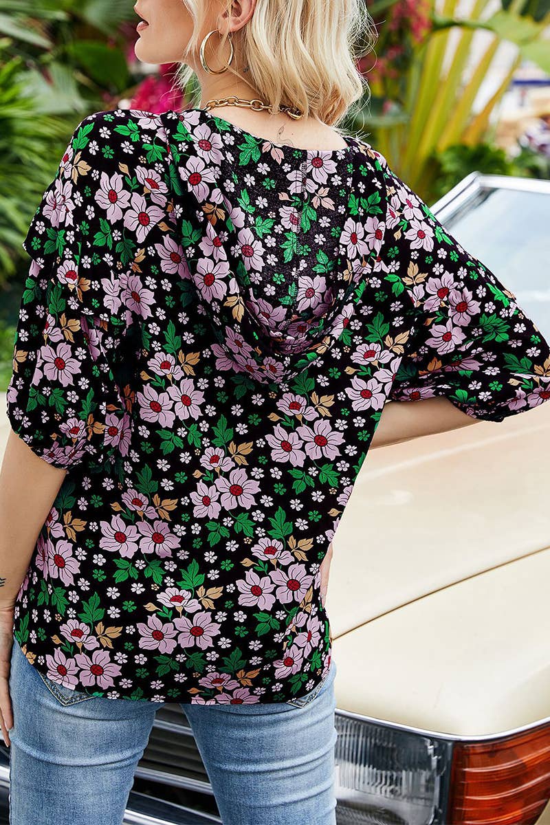 CWTTS1414_CASUAL OPEN BACK HALF SLEEVE PRINTED T-SHIRT