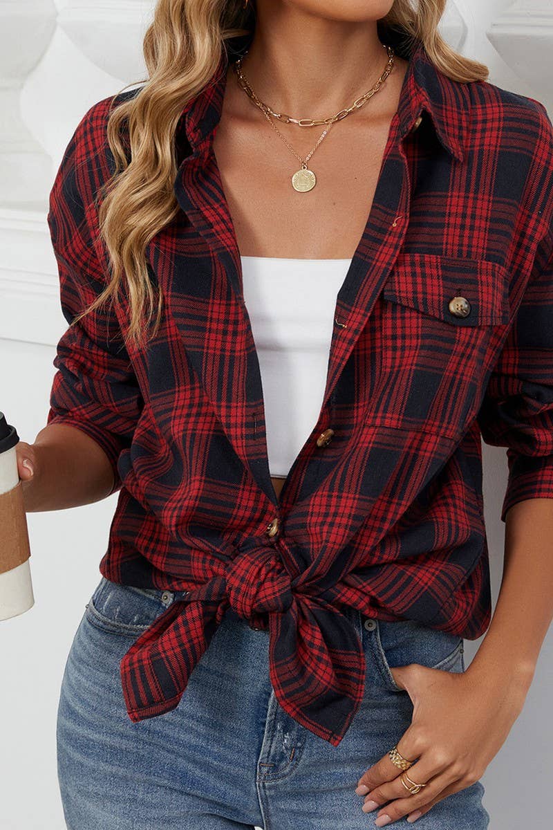 CWTSTL1296_CASUAL PLAID BRUSHED LONG SLEEVE SHIRT