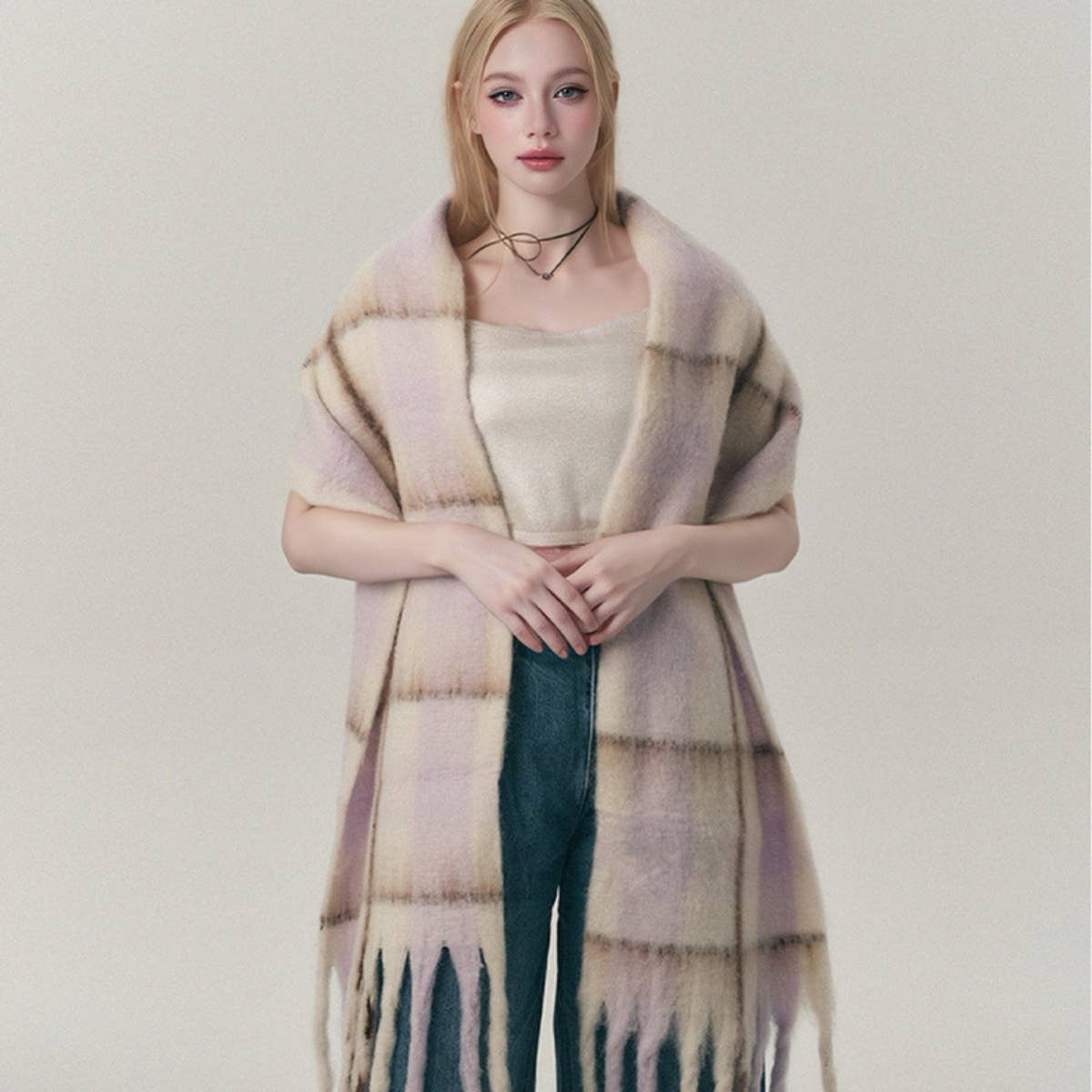 CWASC1608_WINTER FASHION THICKENED PULLED HAIR SCARF